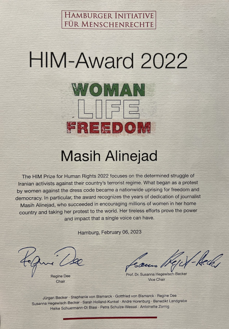 HIM-Preis an Masih Alinejad